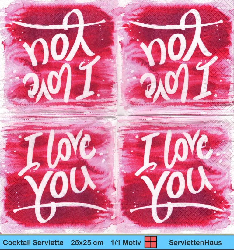 I love you - 1 Cocktail Serviette